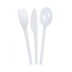 Couvert 3 pièces en plastique blanc