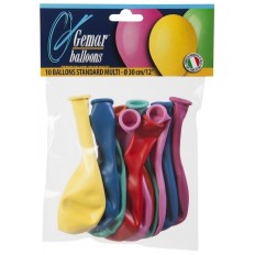 10 BALLONS MULTICOULEURS 12POUCES