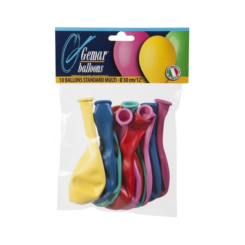 10 BALLONS MULTICOULEURS 12POUCES